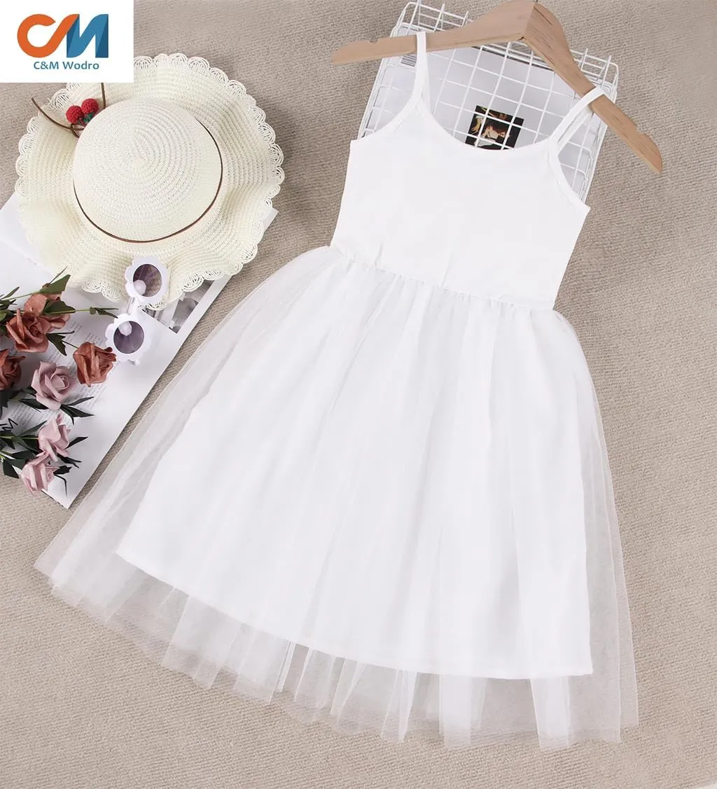 CM C&M WODRO Toddler Baby Girl Halter Tutu Dress Kid Summer Sleeveless Tulle Sundress Playwear Cute Princess Birthday Dress