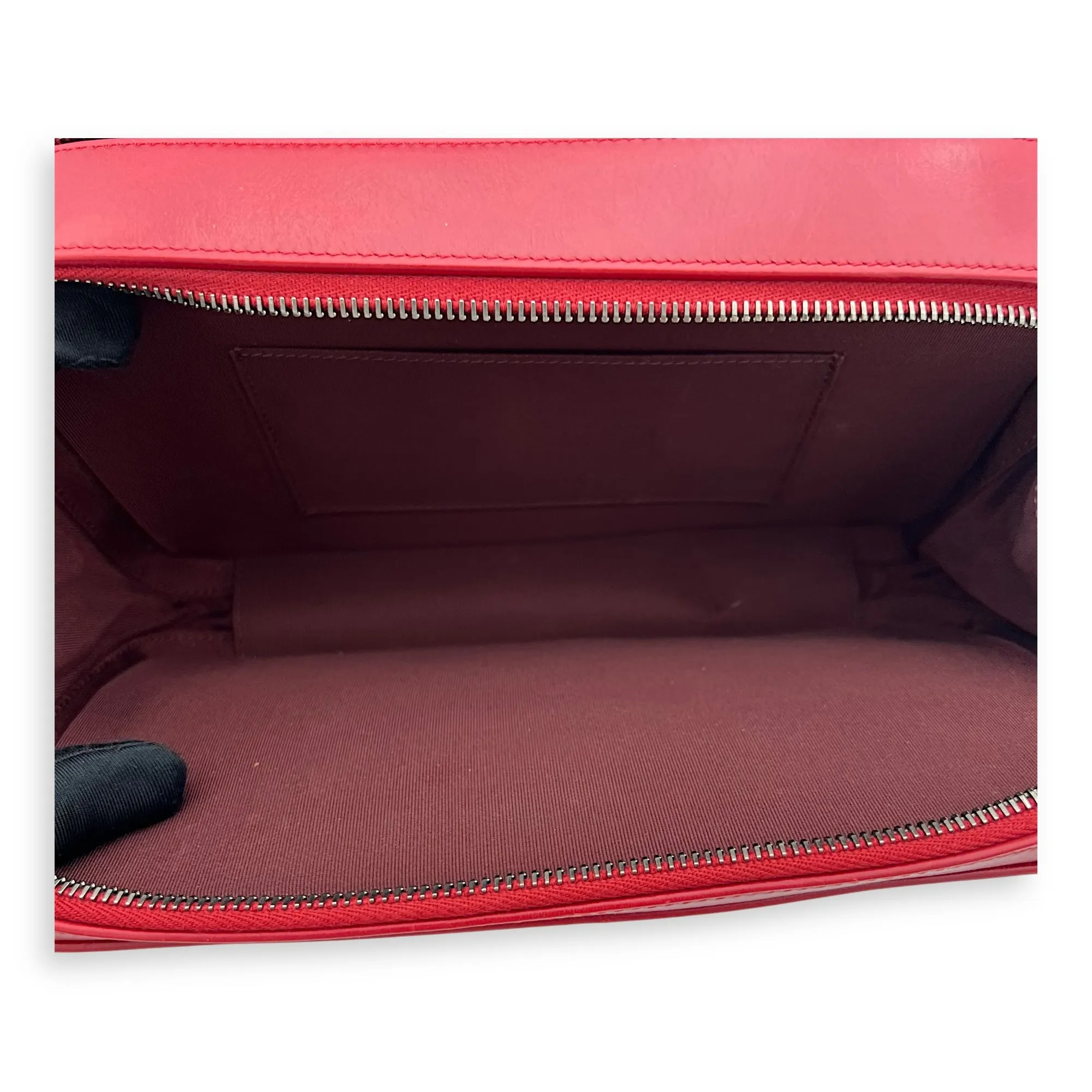 Coco Boy Camera Red Crossbody Bag in Calfskin, Ruthenium hardware