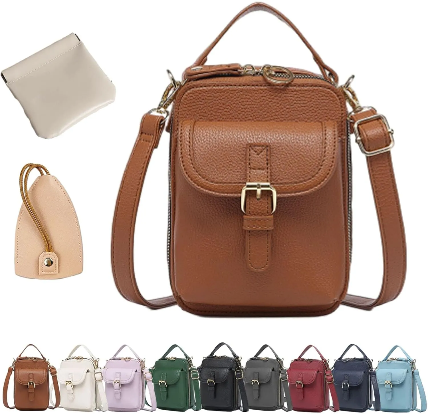 Collaboraten1 Crossbody Leather Bag for Women, RFID Anti-Theft Design, Come with Scratch-Resistant Key Pouch