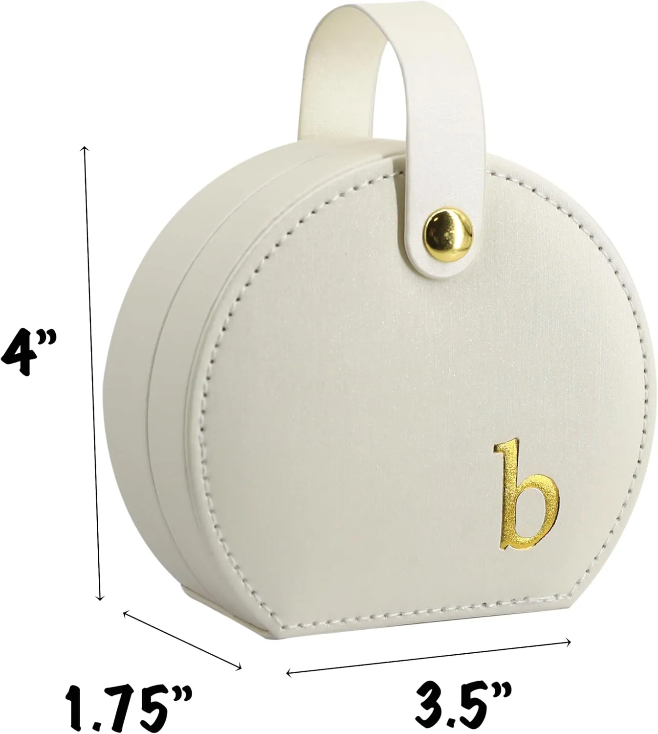 COLLECTIVE HOME - Travel Jewelry Case, Elegant Half-Moon Design with Gold Monogram, Detachable Handle, Personalized Accessory Organizer, Gift for Fashion-Forward Women and Teens (b)
