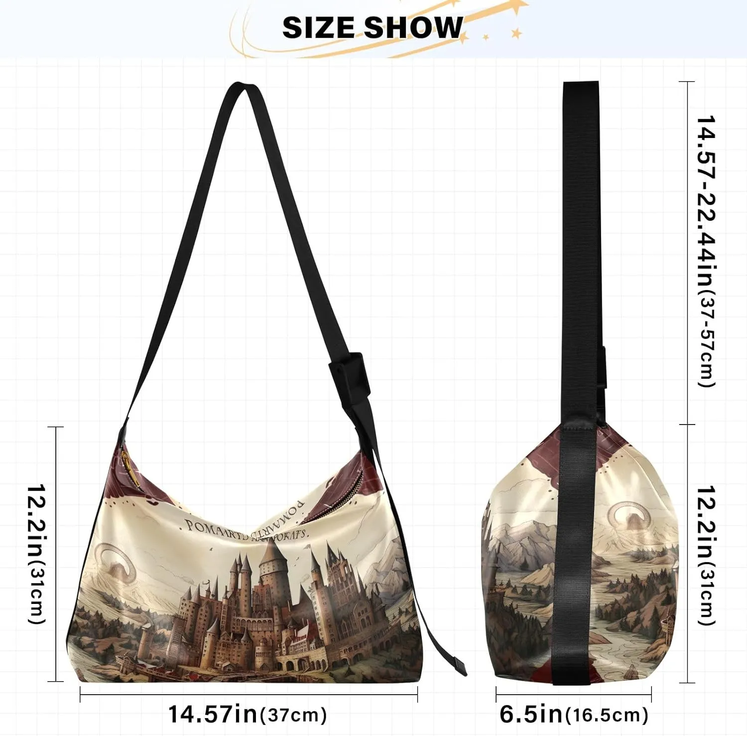 Colorful Geometrical Ornament with Stylized Large Crossbody Bag, Wide Strap Hobo Bag, Large Womens Crossbody Bag
