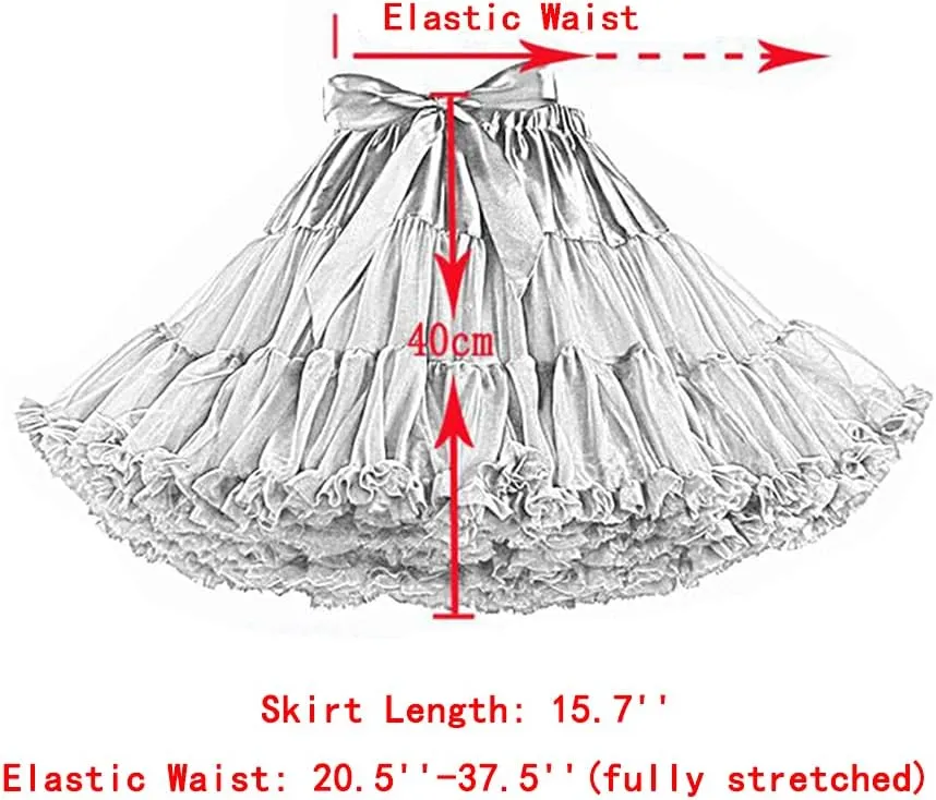 Colyanda Womens 3-Layered Pleated Tulle Petticoat Tutu Puffy Party Cosplay Skirt