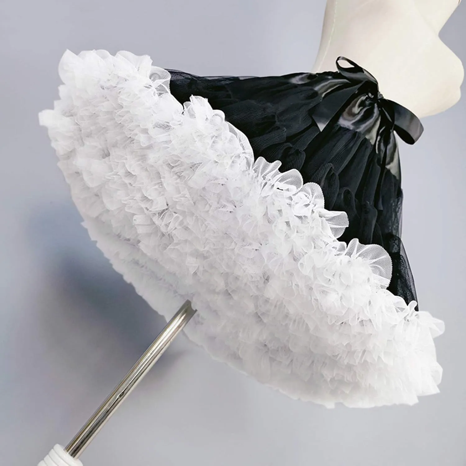 Colyanda Womens 3-Layered Pleated Tulle Petticoat Tutu Puffy Party Cosplay Skirt