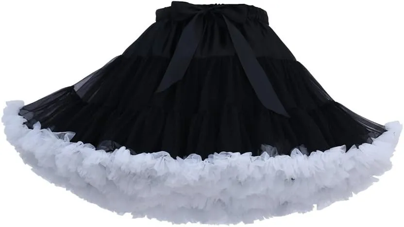 Colyanda Womens 3-Layered Pleated Tulle Petticoat Tutu Puffy Party Cosplay Skirt