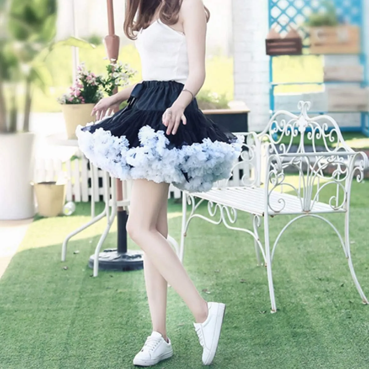 Colyanda Womens 3-Layered Pleated Tulle Petticoat Tutu Puffy Party Cosplay Skirt
