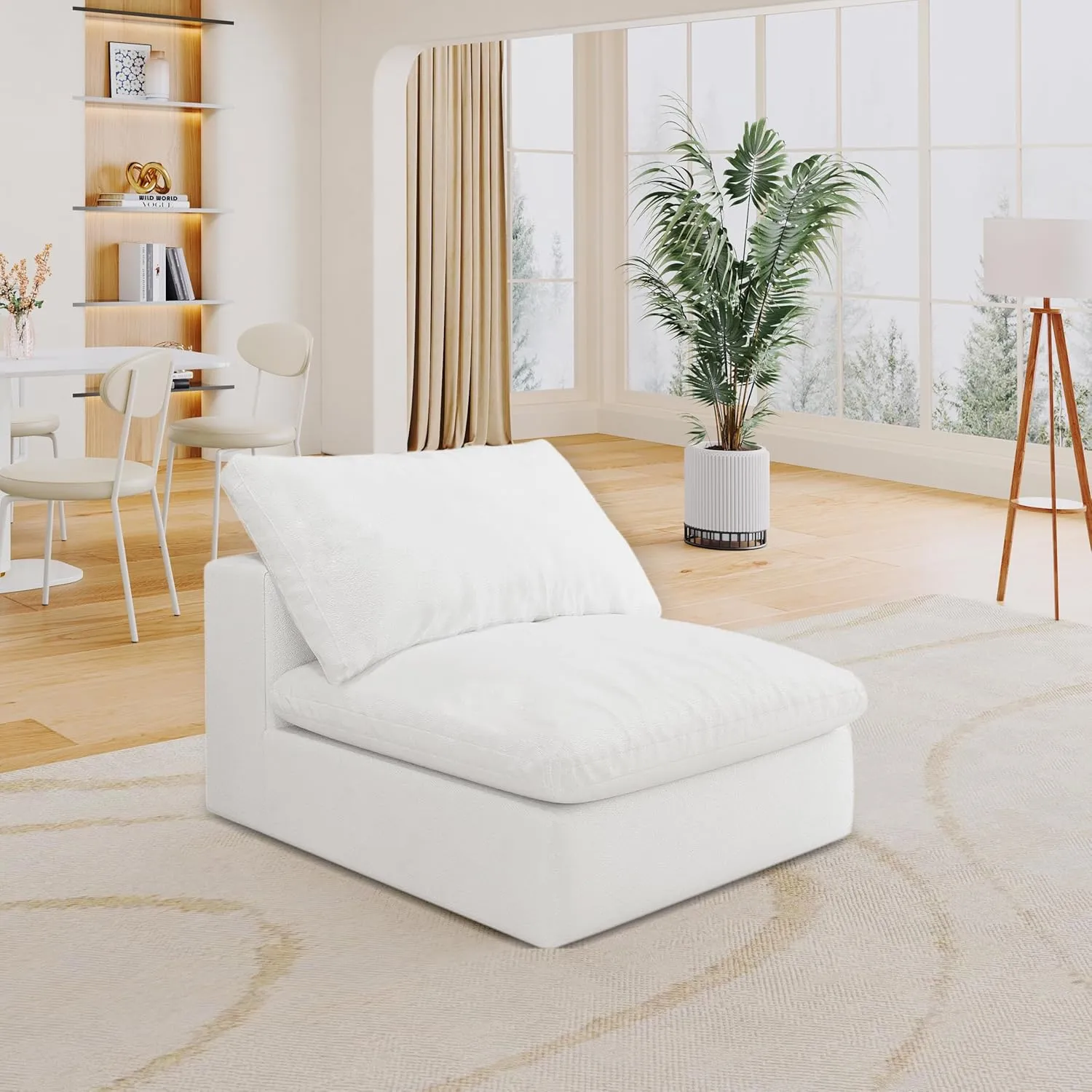 Comfy Sectional Cloud Couch Doop, 160" L Shaped Sectional Modular Couch, Minimalist White Couches for Living Room, Down Filled Deep Seat Sofa, 4 Seater with 1 Storage Convertible Ottoman