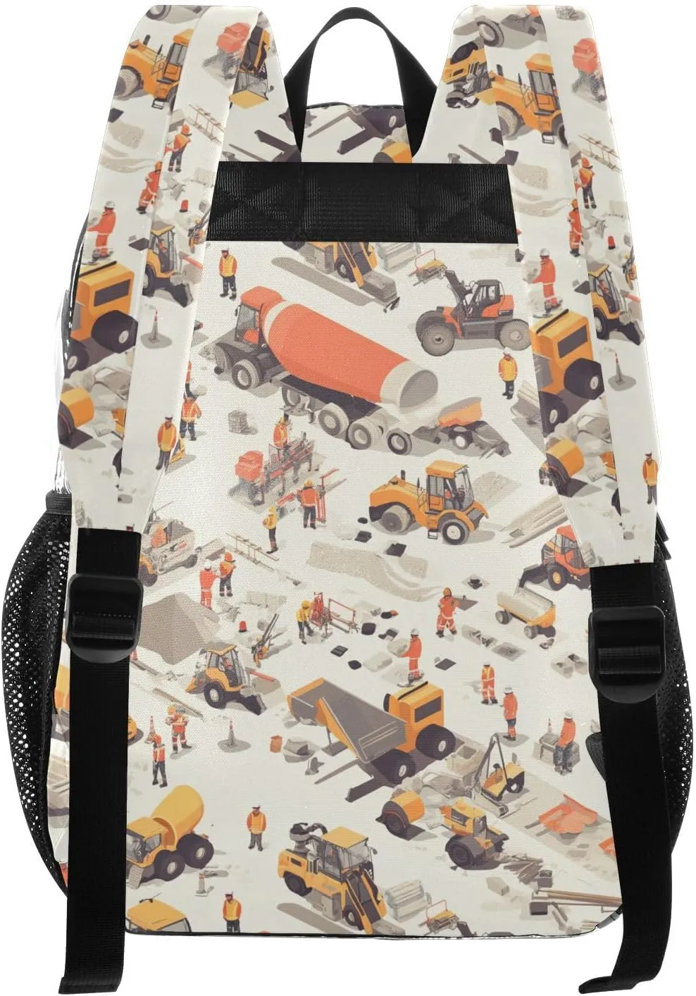 Construction Scene Highway Loader Concrete Mixer Truck Backpack For School Clear School Backpack Clear For Girls Boys See Through Transparent PVC Bags