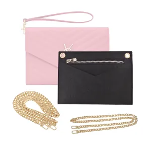Conversion Kit compatible with Monogram Clutch, Insert with 120cm - 47" inches Premium Gold Chain, Wristlet Insert Wallet on Chain (Blanc Vintage)