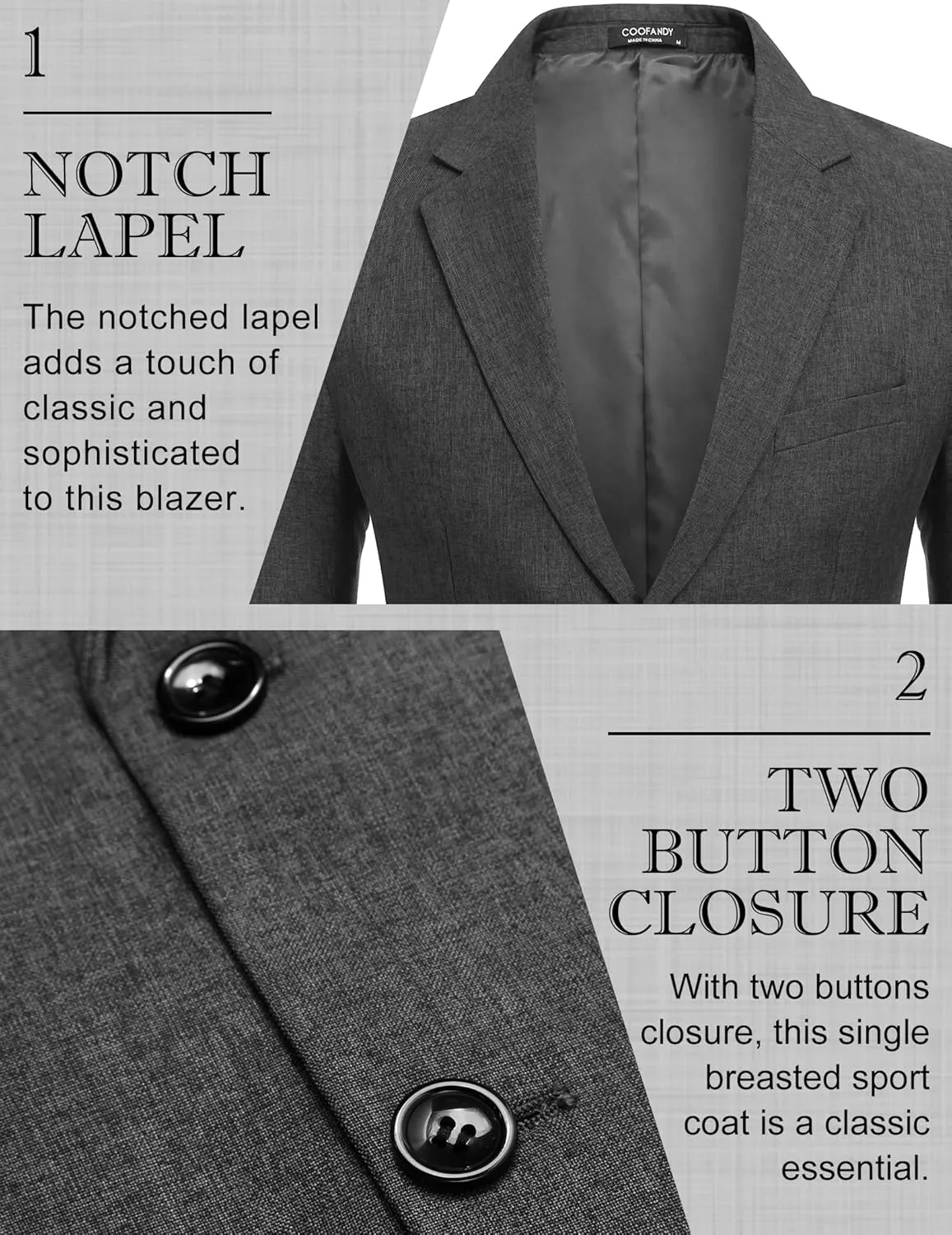COOFANDY Men's Blazer Casual Slim Fit Sport Coats Two Button Lightweight Suit Jacket