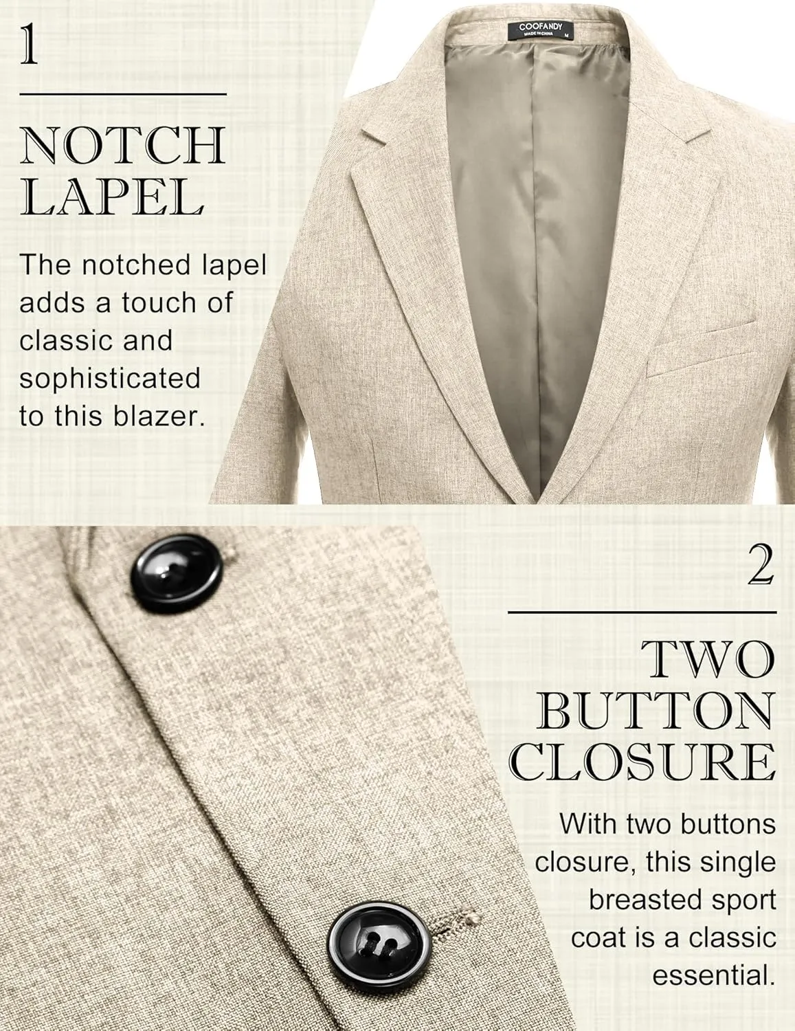 COOFANDY Men's Blazer Casual Slim Fit Sport Coats Two Button Lightweight Suit Jacket