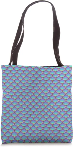 Cool Purple & Teal Mermaid Tail Fish Scale Pattern Tote Bag