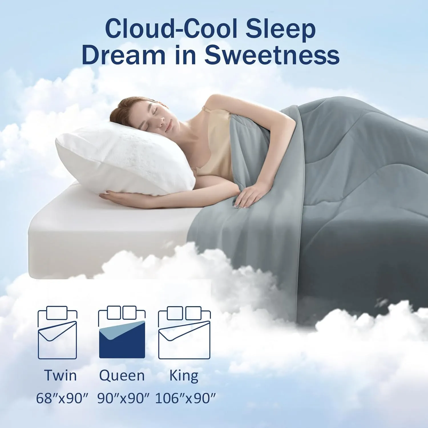 Cooling Blanket Comforter Hot Sleepers-Full/Queen Cooling Duvet Insert, Double-Sided Cold Blanket for Night Sweats, Summer Lightweight Breathable Comforter (90''x90'', Dark Gray)