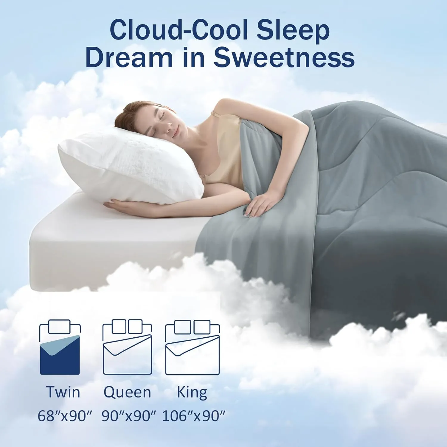 Cooling Blanket Comforter Hot Sleepers-Full/Twin Cooling Duvet Insert, Double-Sided Cold Blanket for Night Sweats, Summer Lightweight Breathable Comforter (68''x90'', Dark Gray)