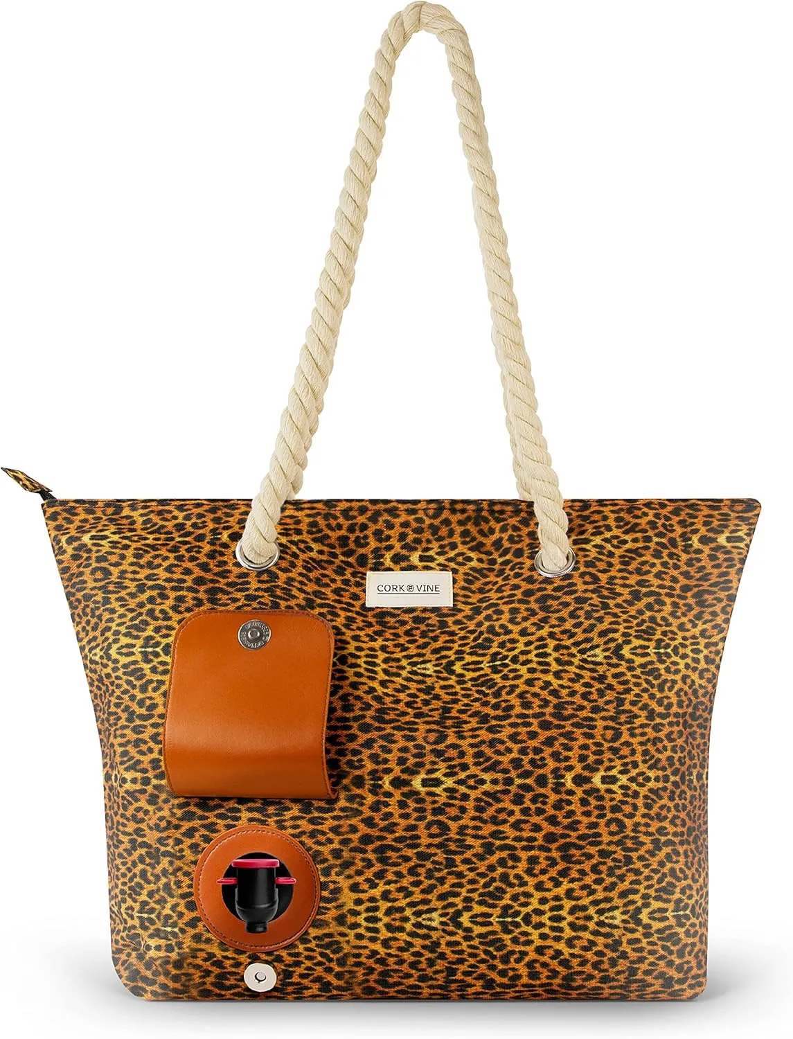 CORK & VINE Wine Tote Bag, Insulated Leakproof Wine Cooler Bag with Nautical Rope Strap | 3x 1.5 Liters Beverage Bag Included