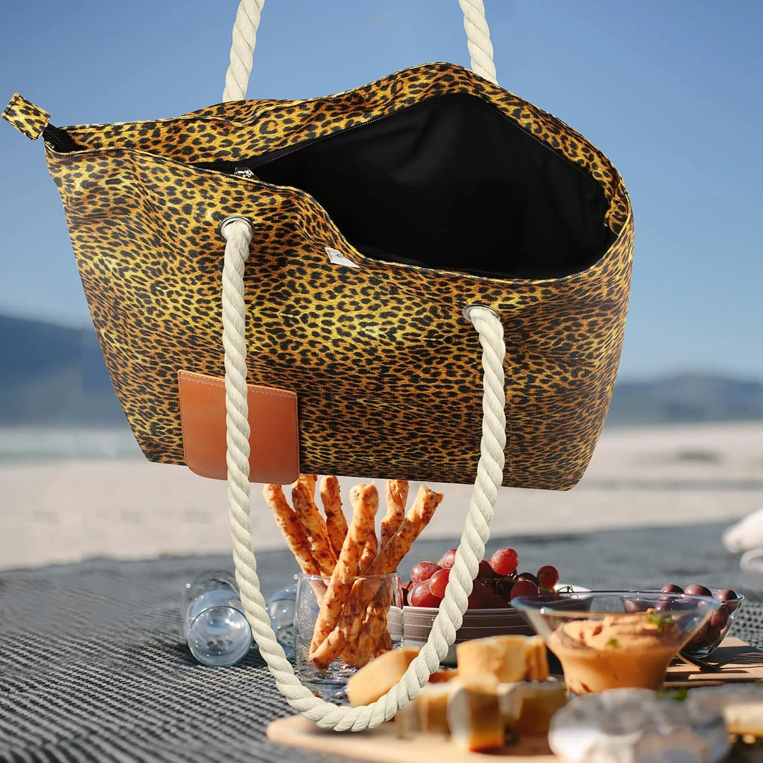 CORK & VINE Wine Tote Bag, Insulated Leakproof Wine Cooler Bag with Nautical Rope Strap | 3x 1.5 Liters Beverage Bag Included