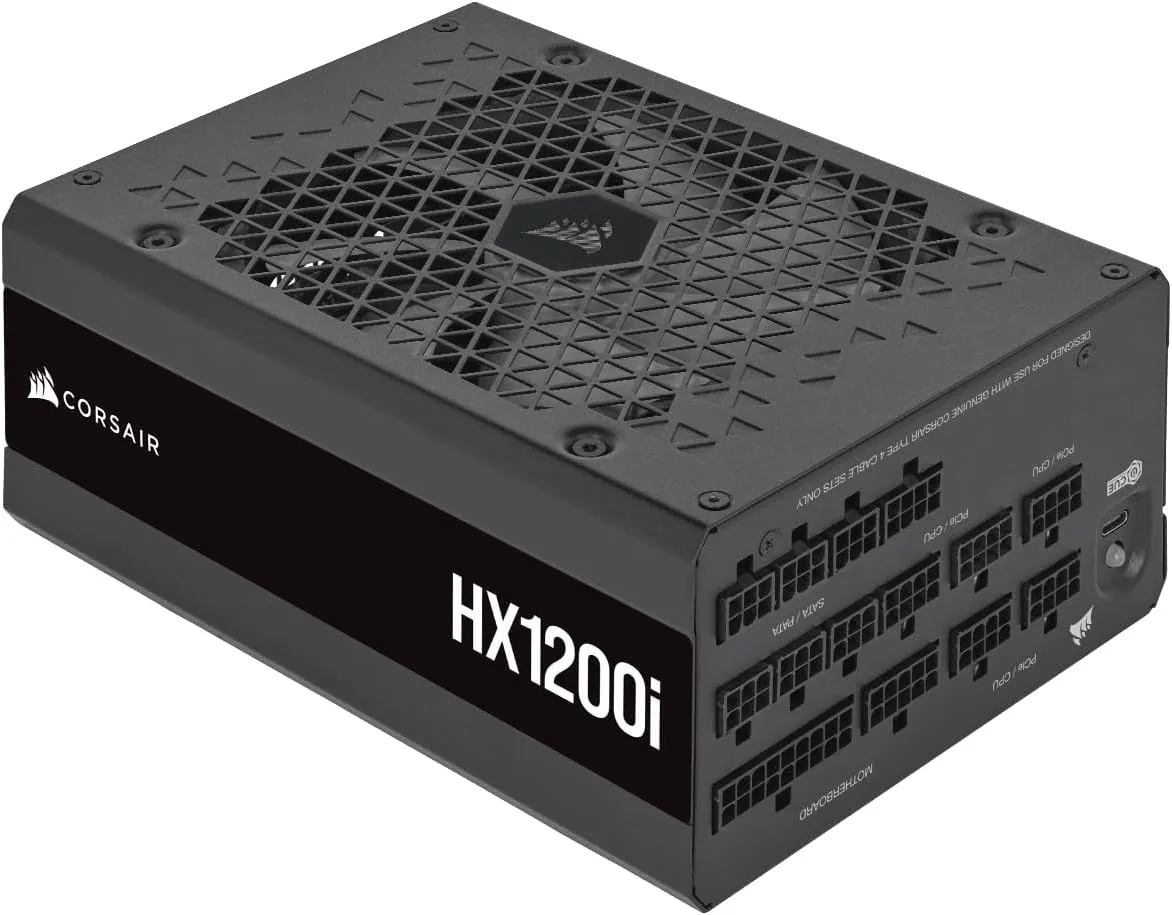CORSAIR HX1200i Fully Modular Ultra-Low Noise ATX Power Supply - ATX 3.0 & PCIe 5.0 Compliant - Fluid Dynamic Bearing Fan - CORSAIR iCUE Software Compatible - 80 Plus Platinum Efficiency - Black