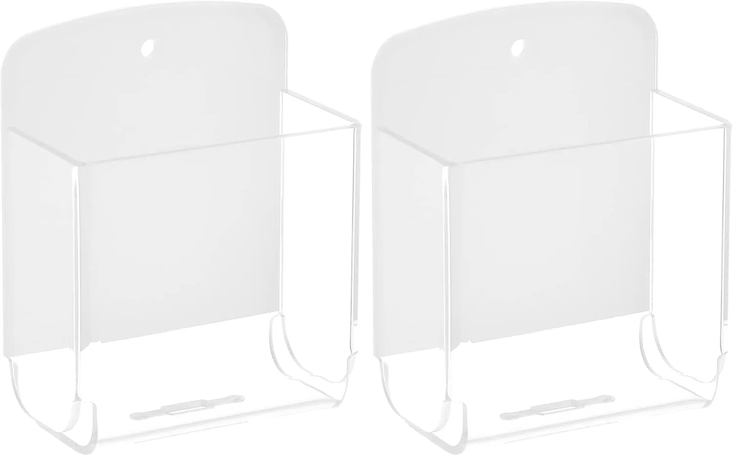 Cosmos Pack of 2 Acrylic Remote Control Holder Adhesive Wall Mount Phone Holder Wall Mount Organizer Media Storage Box Phone Charging Storage Box for Home Office Living Room Bedroom (Transparent)