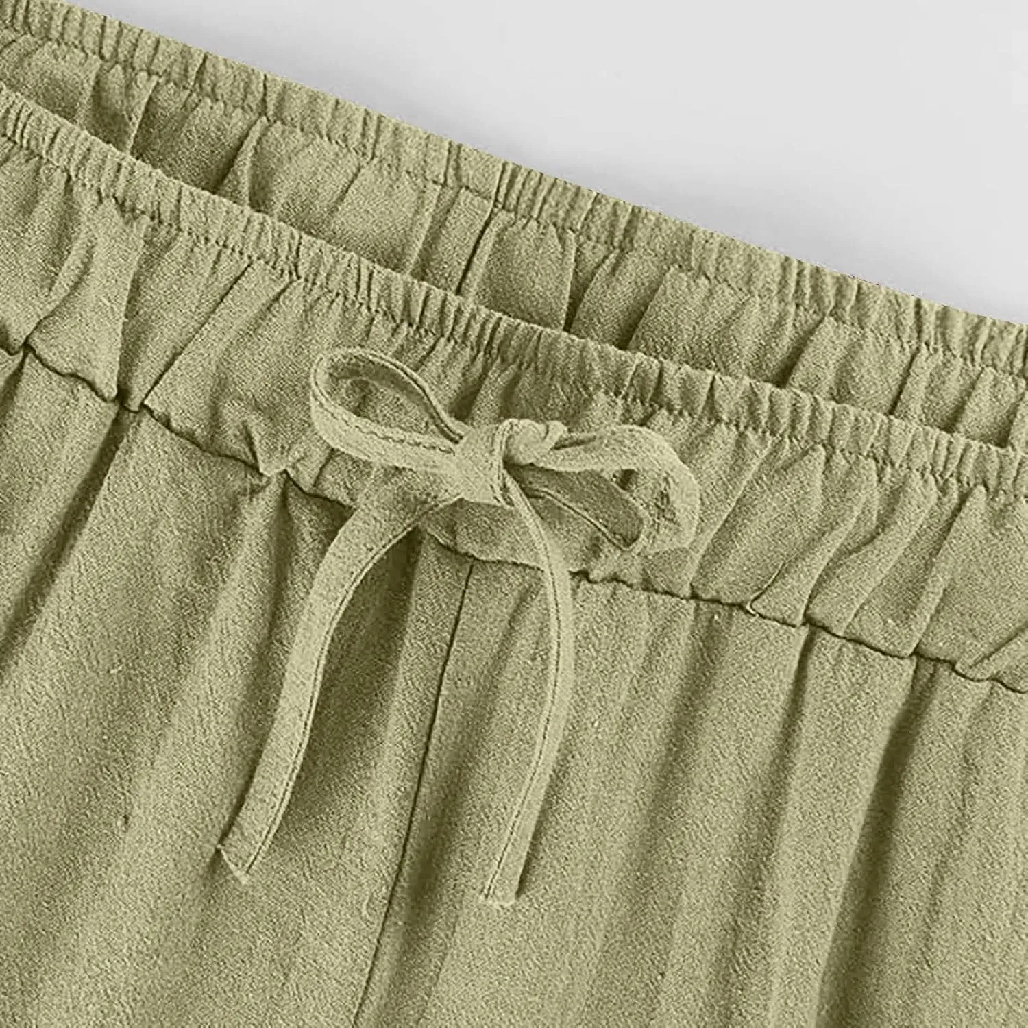 Cotton Linen Pants for Women Dressy Casual Trousers Loose Drawstring Waist Lounge Long Pants Pockets Summer Outfits