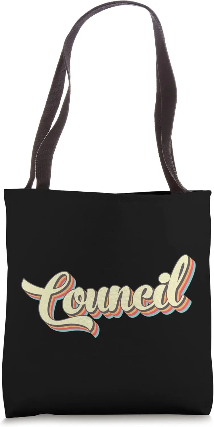 Council TShirt Retro Art Baseball Font Vintage Tote Bag