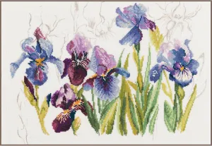 Counted Cross Stitch Kit: Irises (Linen), NA, 40 x 28cm