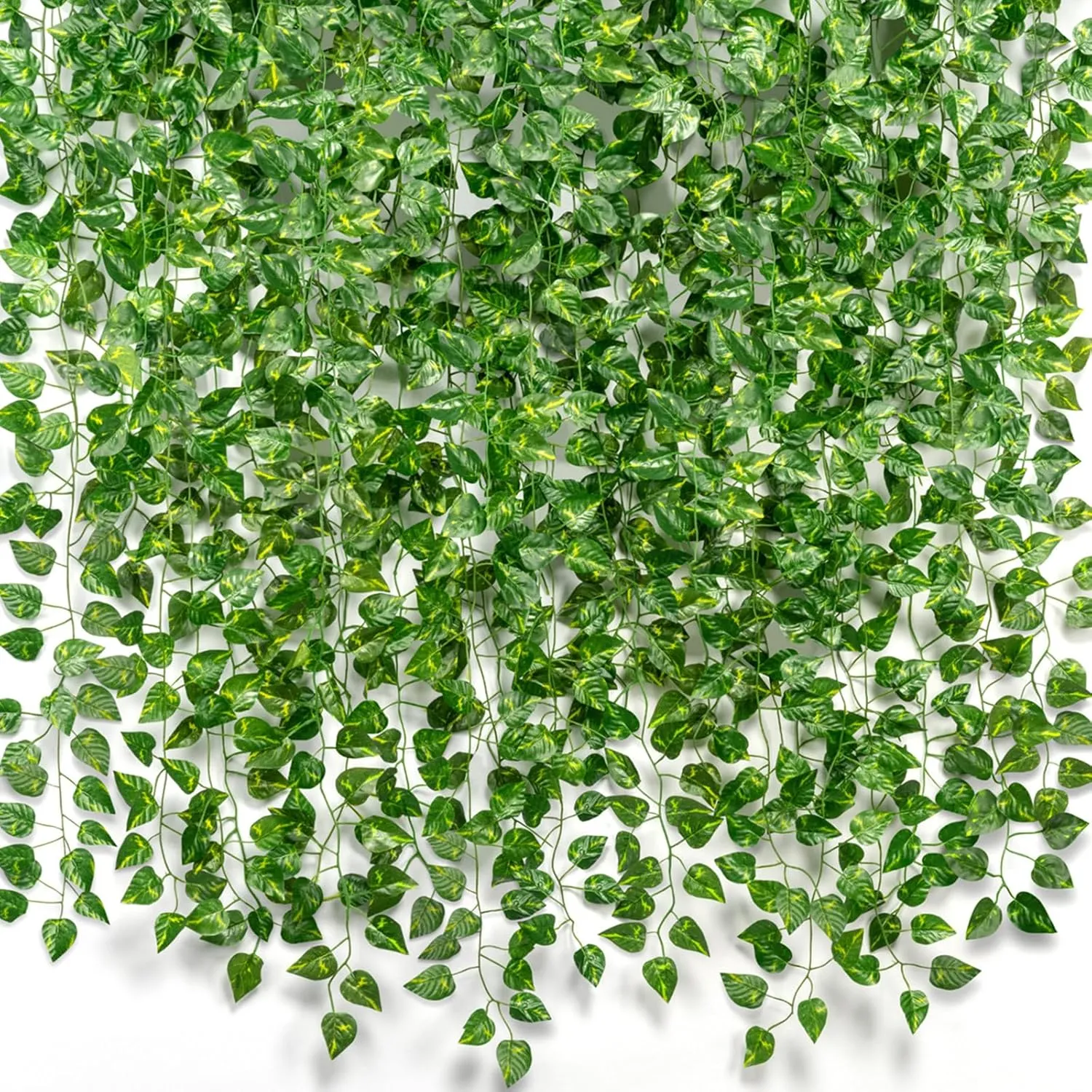 CQURE 48 Pcs 336Ft Artificial Ivy Fake Vines,Ivy Garland Greenery Garland Fake Hanging Plants Vines Green Leaves for Bedroom Wedding Garden Wall Room Decor