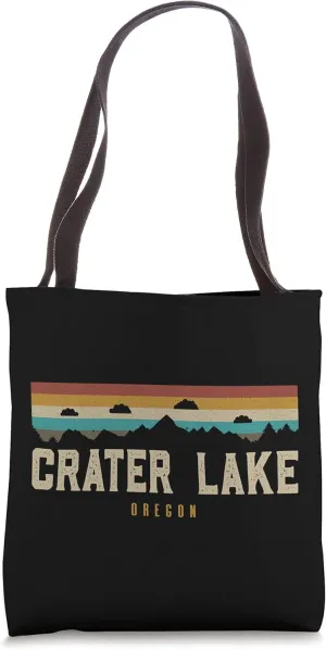 Crater Lake Vintage Mountains Hiking Camping Oregon Retro Tote Bag