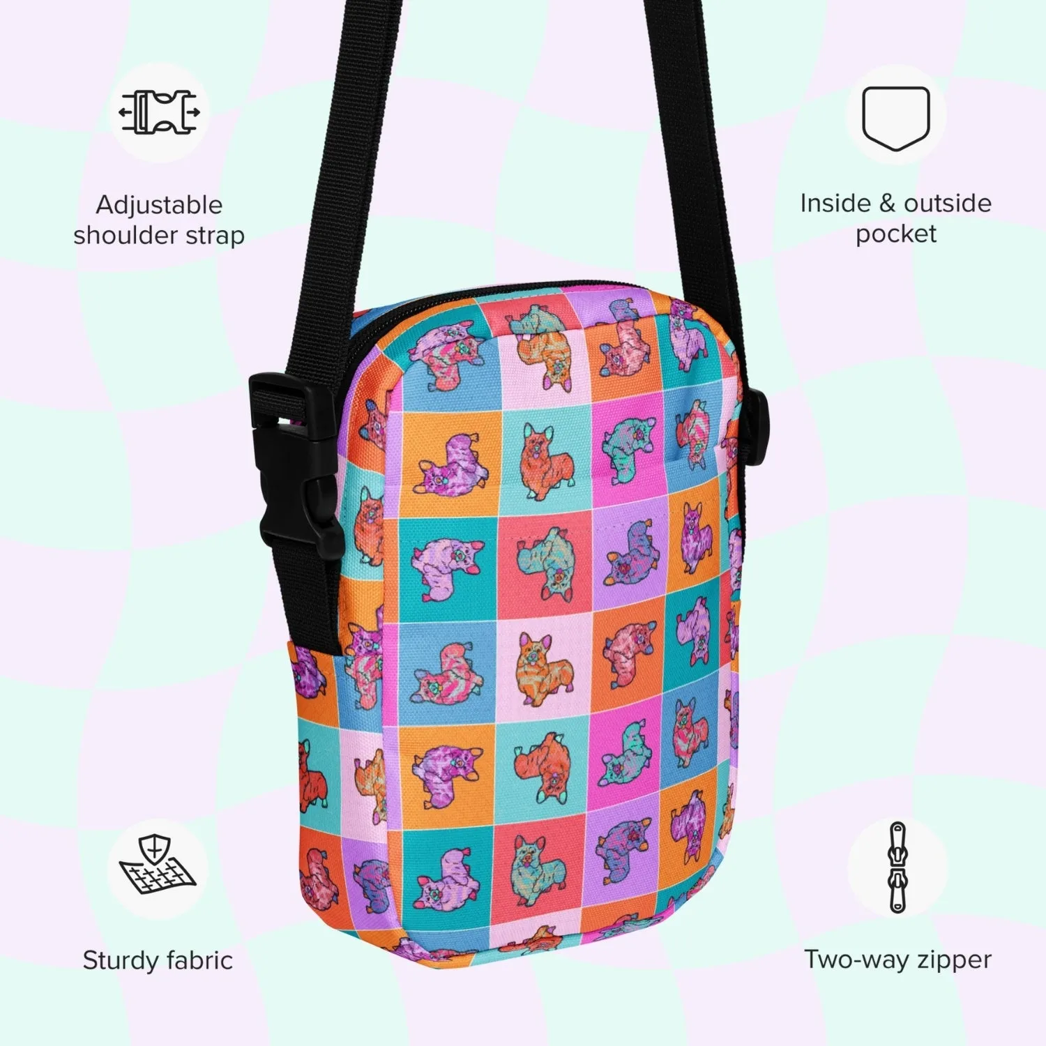 Crazi Corgis Mini Crossbody Bag