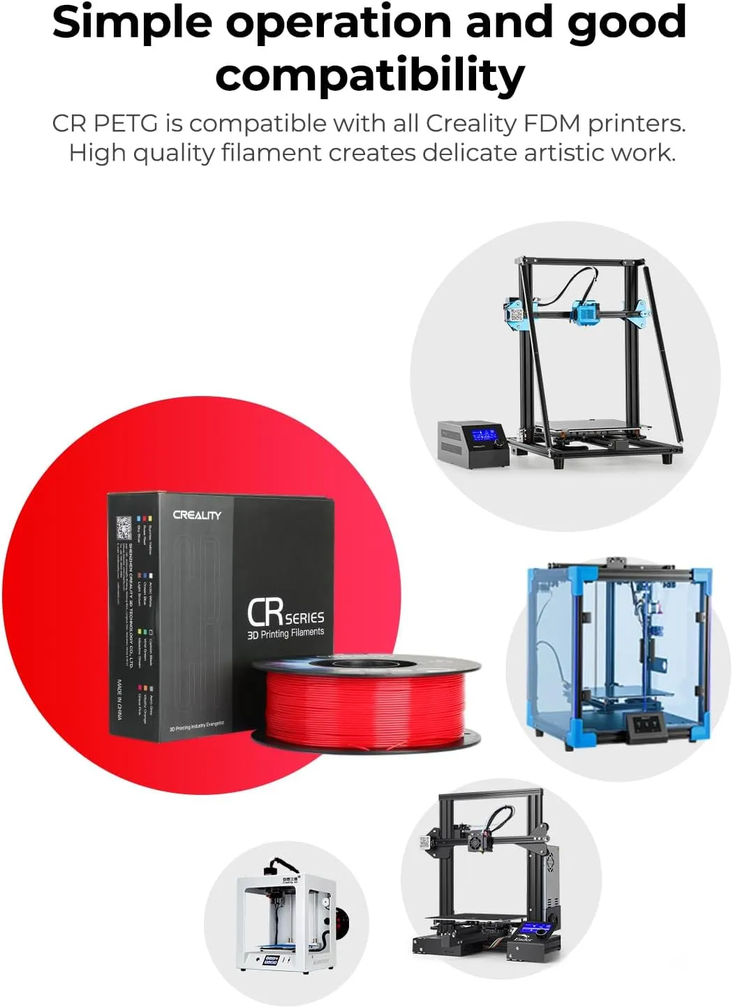 Creality PETG Filament 1.75mm, Excellent Toughness High Precision, Odorless Non-Toxic Moistureproof, 1 kg(2.2lbs), Accuracy  /- 0.02mm (Green)
