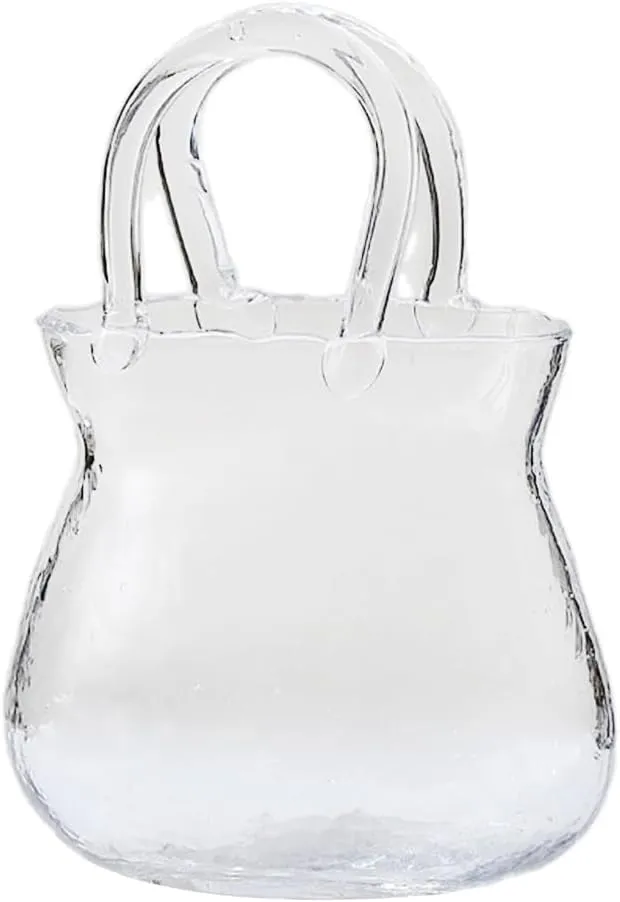 Creative Clear Glass Vase Fish Bowl Decorations Handbag Vase for Wedding Birthday Holiday Party Decorations