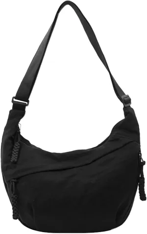 Crescent Crossbody Bags for Women Nylon Slouchy Sling Hobo Bag,Spacious Dumpling Shoulder Handbag Cross Body Purses