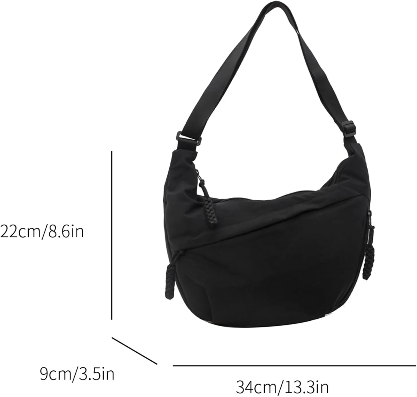 Crescent Crossbody Bags for Women Nylon Slouchy Sling Hobo Bag,Spacious Dumpling Shoulder Handbag Cross Body Purses