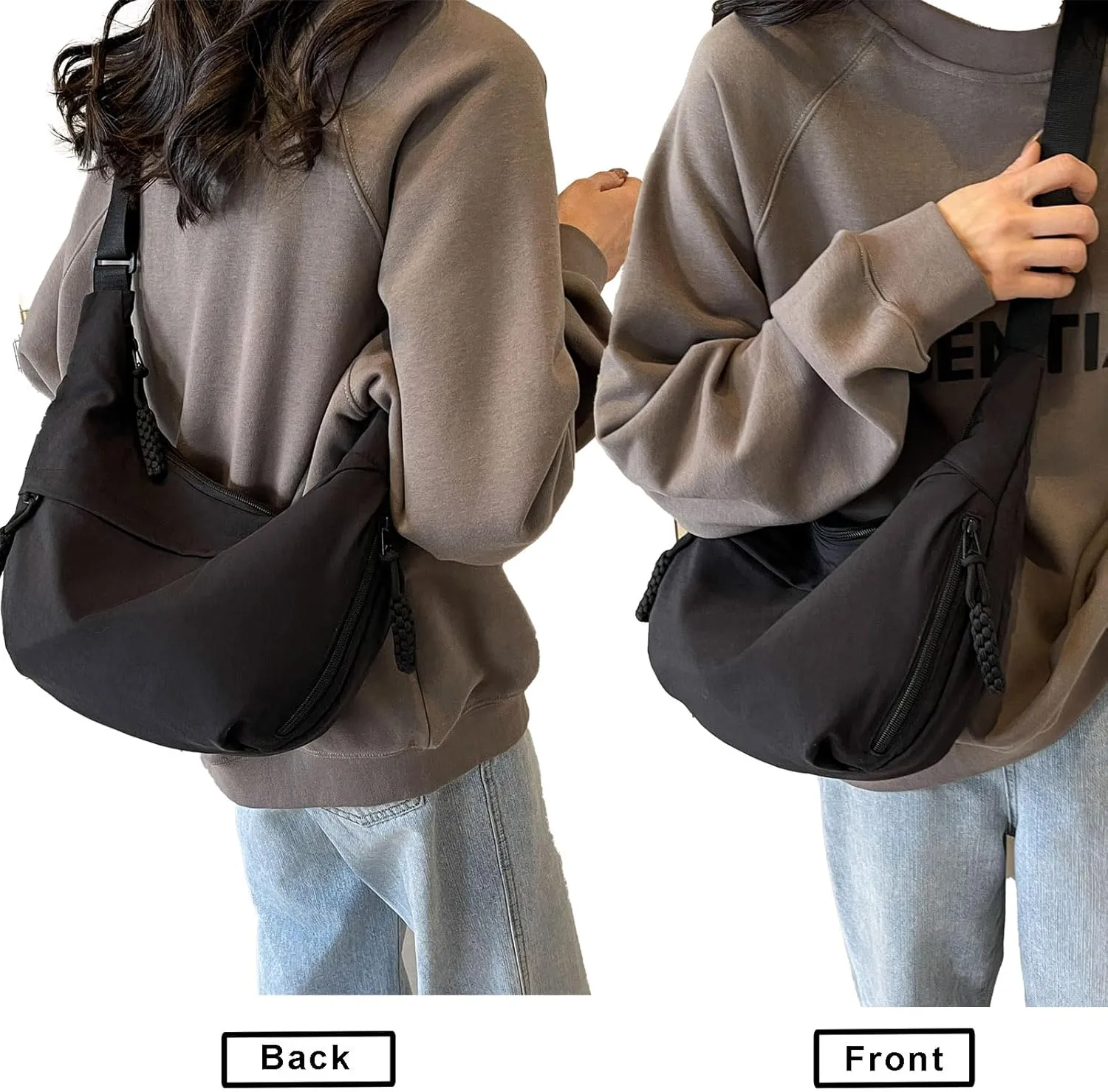 Crescent Crossbody Bags for Women Nylon Slouchy Sling Hobo Bag,Spacious Dumpling Shoulder Handbag Cross Body Purses
