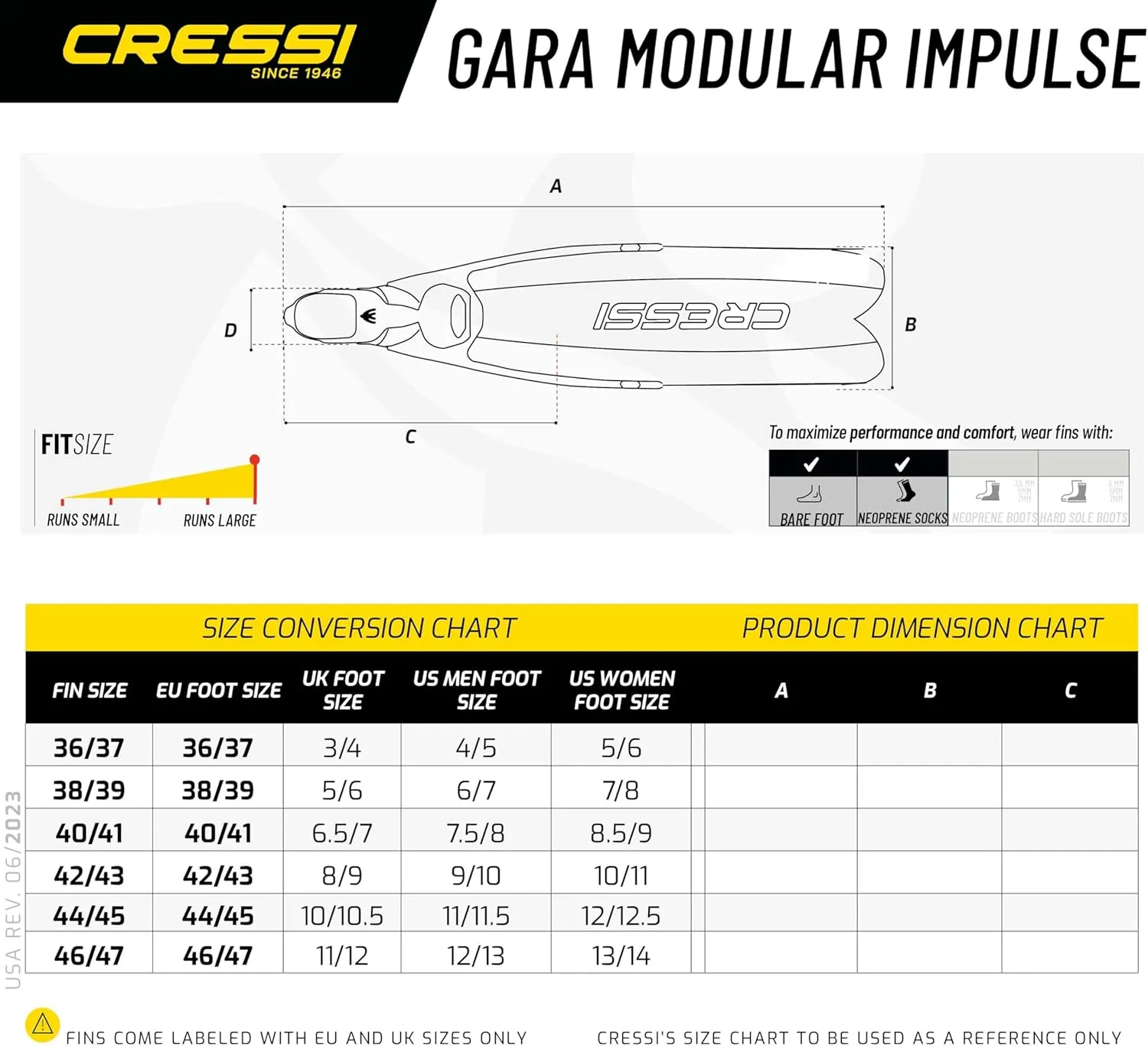 CRESSI Gara Modular Impulse Fins - 12/13