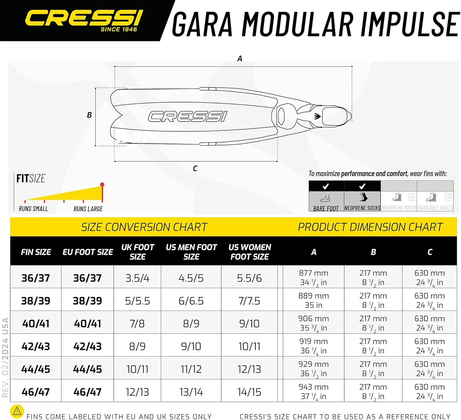 CRESSI Gara Modular Impulse Fins - 12/13