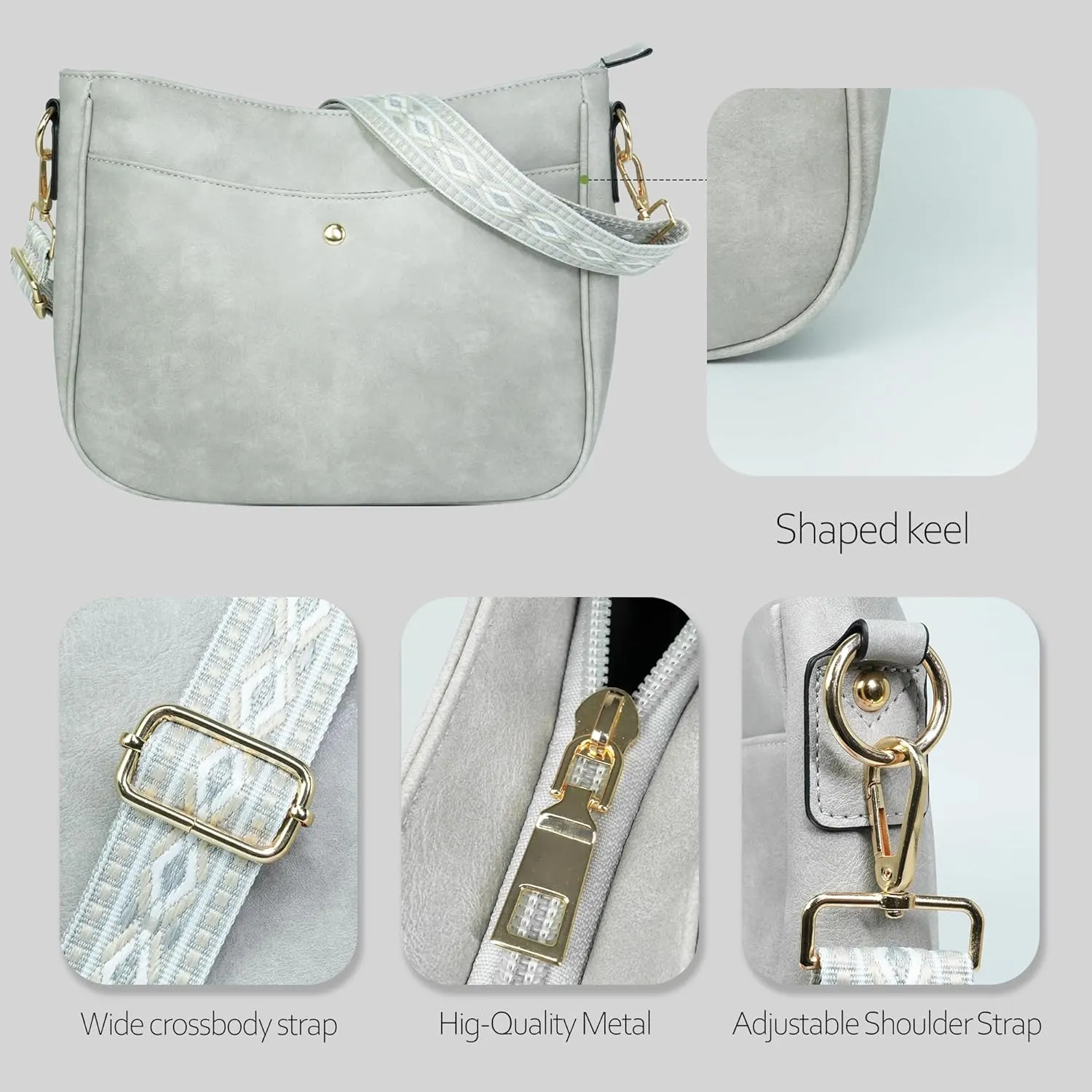 Crossbody Bag for Women Bohemian Vintage Stylish Purse Vegan Leather Shoulder Bag with Adjustable Wide Strap