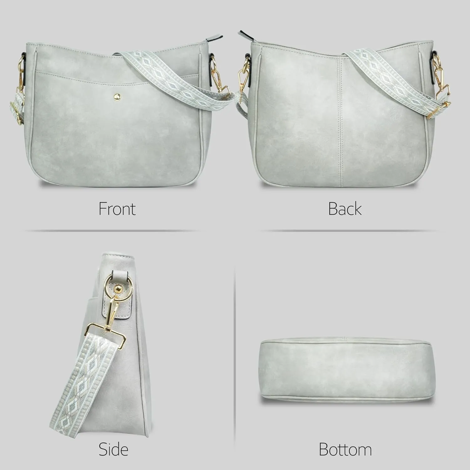 Crossbody Bag for Women Bohemian Vintage Stylish Purse Vegan Leather Shoulder Bag with Adjustable Wide Strap