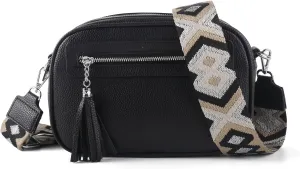 Crossbody Bag for Women Trendy Purse Small Shoulder Handbags with Wide Strap With Multi-compartment double zipper