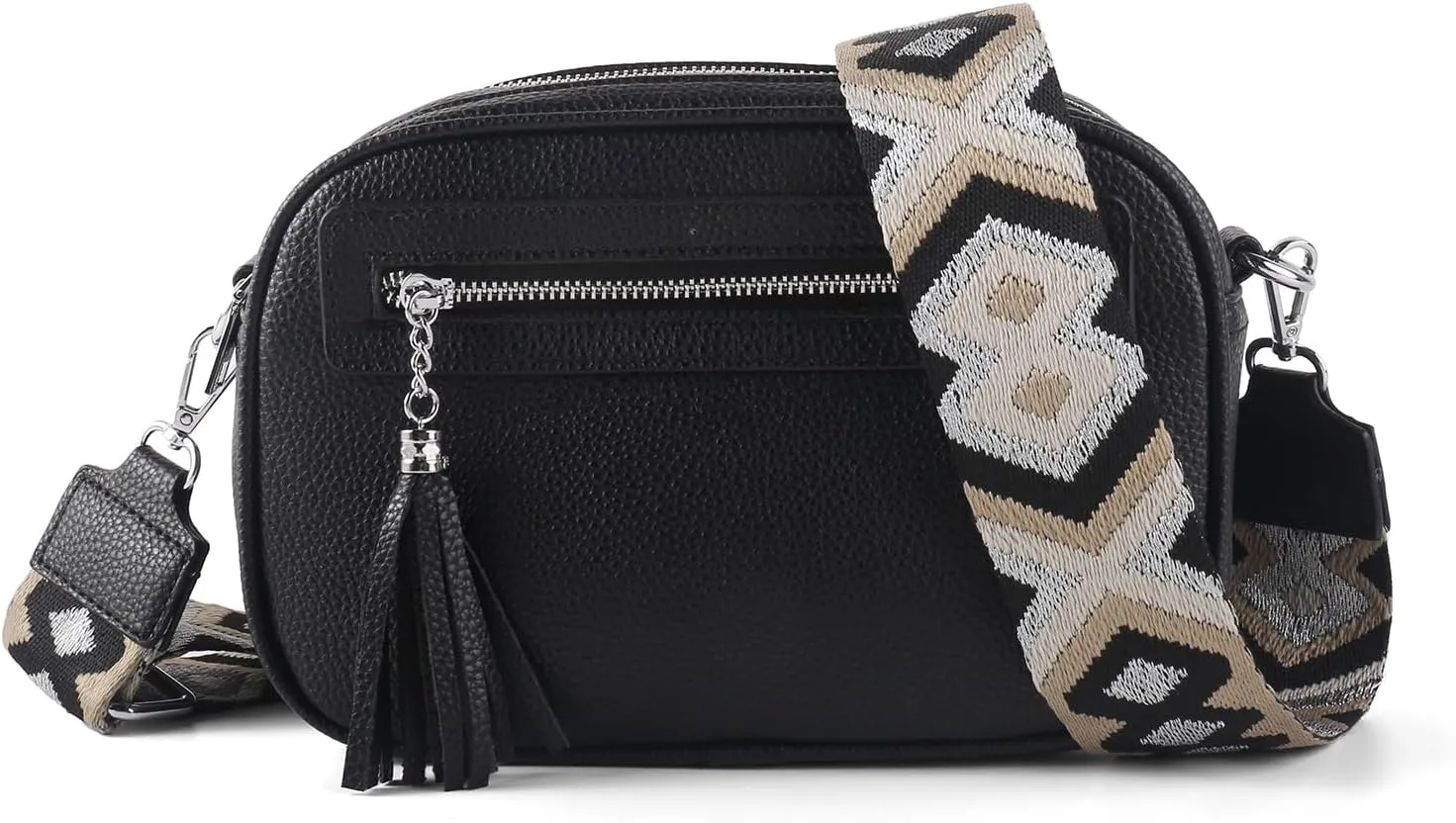 Crossbody Bag for Women Trendy Purse Small Shoulder Handbags with Wide Strap With Multi-compartment double zipper