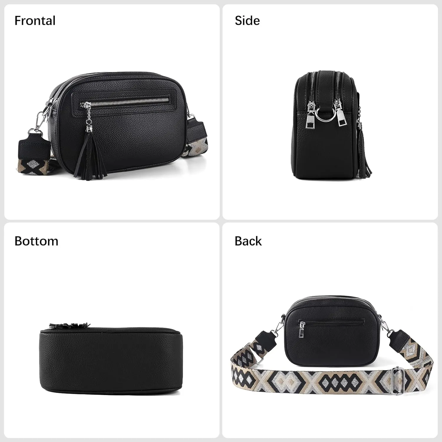 Crossbody Bag for Women Trendy Purse Small Shoulder Handbags with Wide Strap With Multi-compartment double zipper