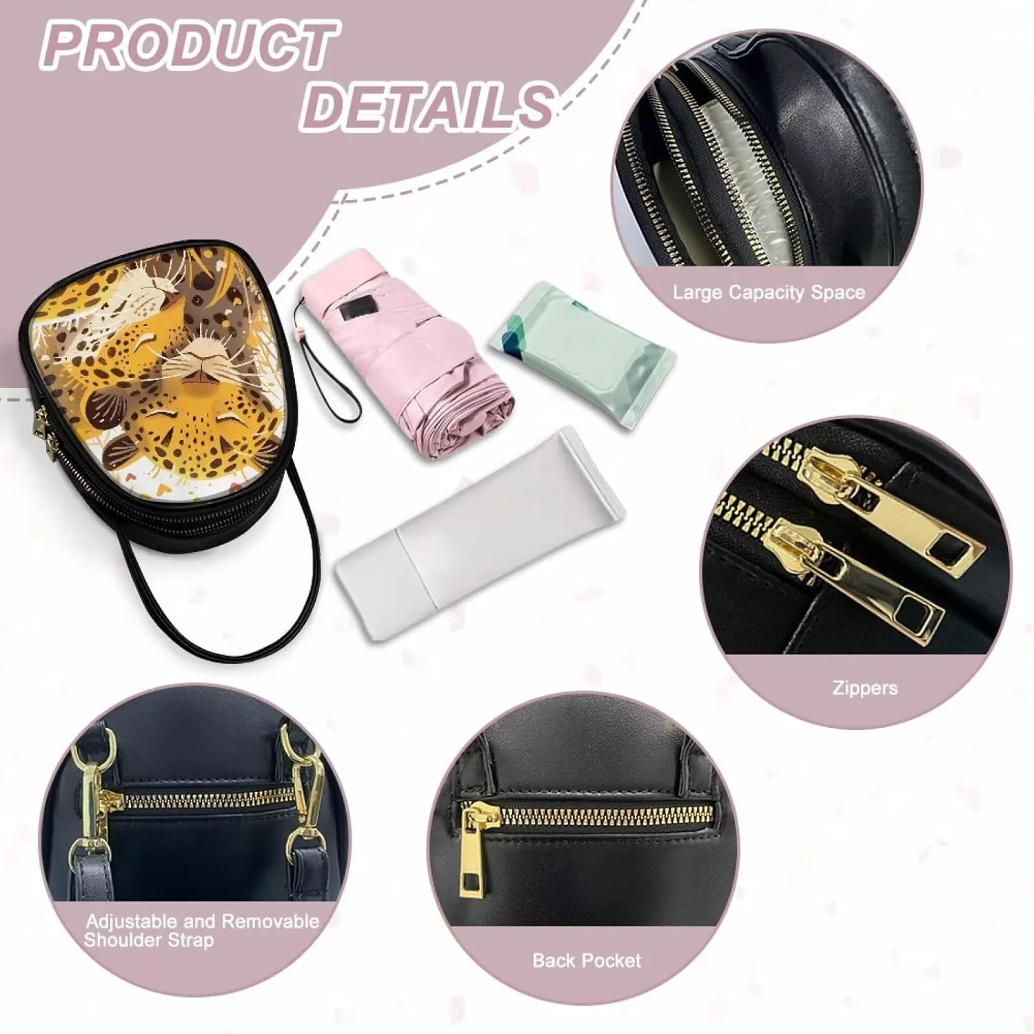 Crossbody Bag Phone Purse Handbag for Women, Dog Couple Print Shoulder Travel Purse, Animals Sling Bag PU Leather