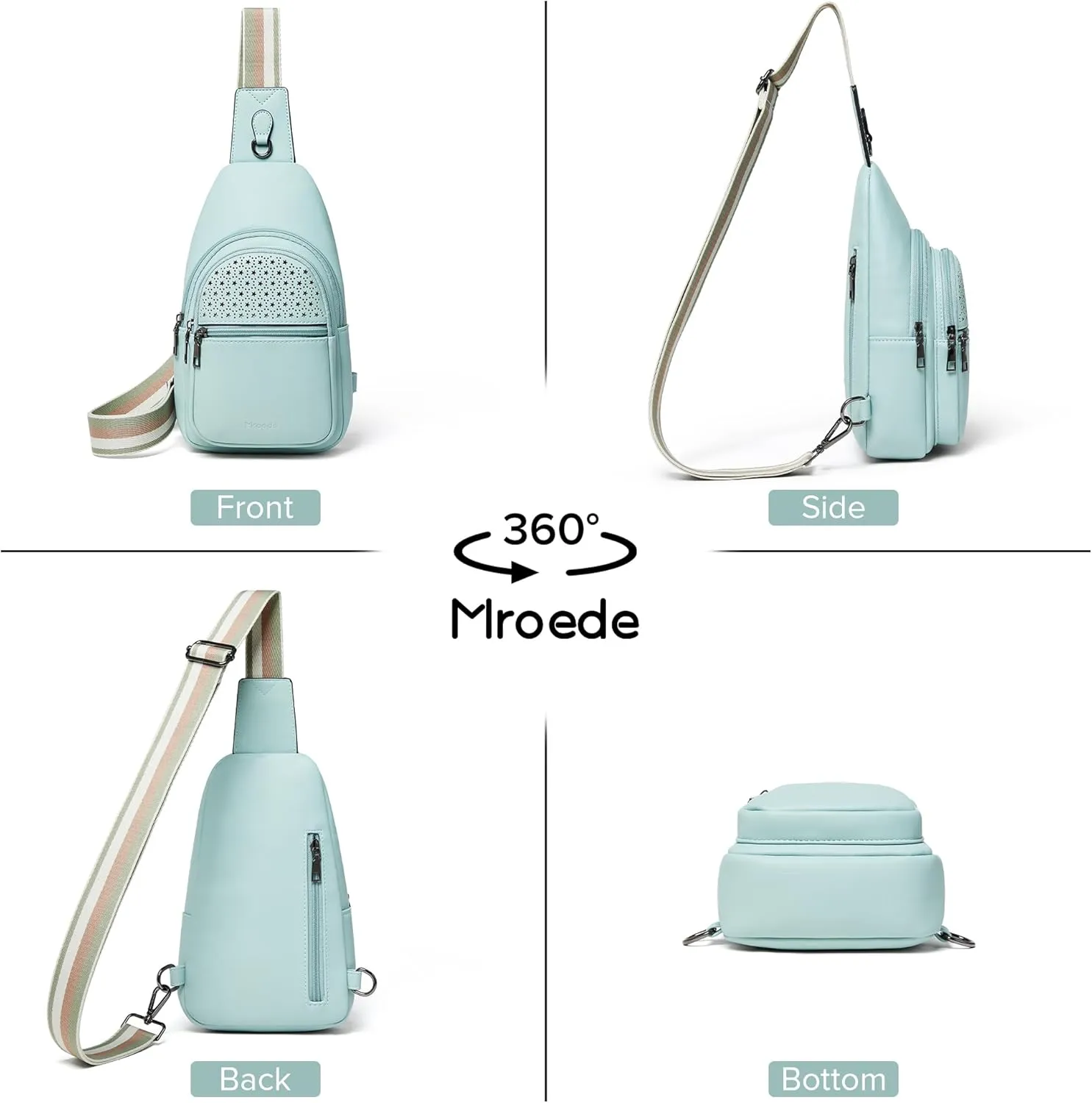 Crossbody Bags for Women 4-Pockets Sling Bag Fanny Pack Chest Purse Backpack Casual Daypacks Travel Shopping