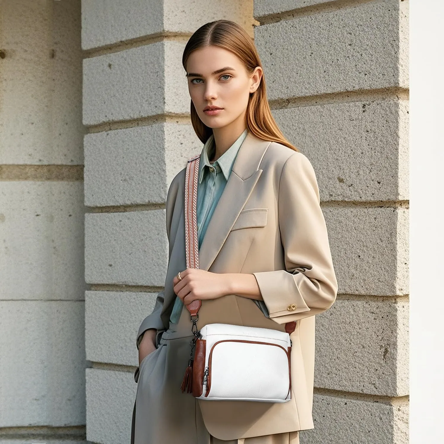 Crossbody Bags for Women Lightweight Vegan Leather Crossbody Shoulder Bag Phone Purse with Adjustable Guitar Strap