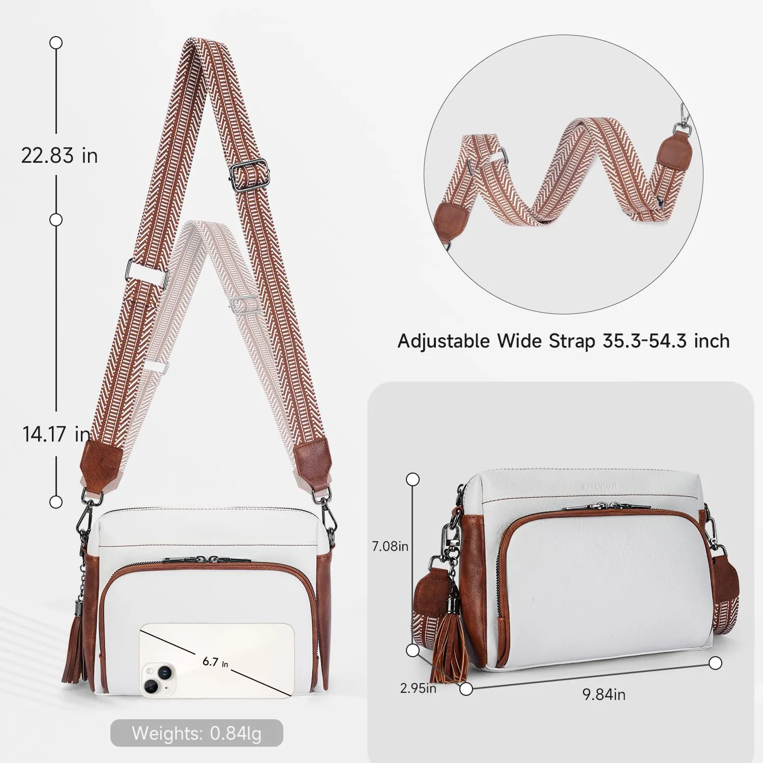 Crossbody Bags for Women Lightweight Vegan Leather Crossbody Shoulder Bag Phone Purse with Adjustable Guitar Strap
