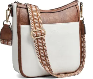 Crossbody Bags for Women Vegan Leather Hobo Purses Travel Shoulder Handbags with Detachable Wide Guitar Strap