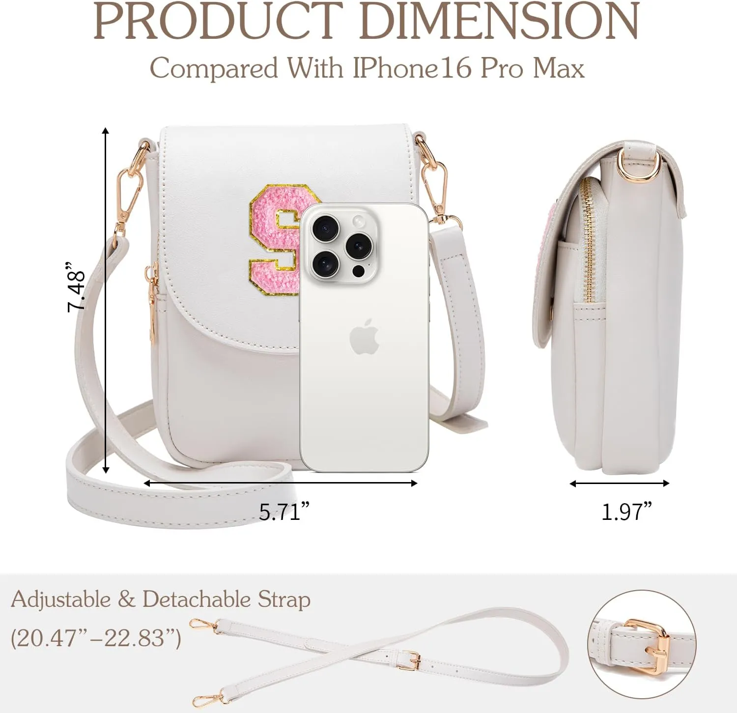 Crossbody Purse for Teen Girls Small Initial Cell Phone Toddler Purse Leather Triple Compartment Crossbody Bags