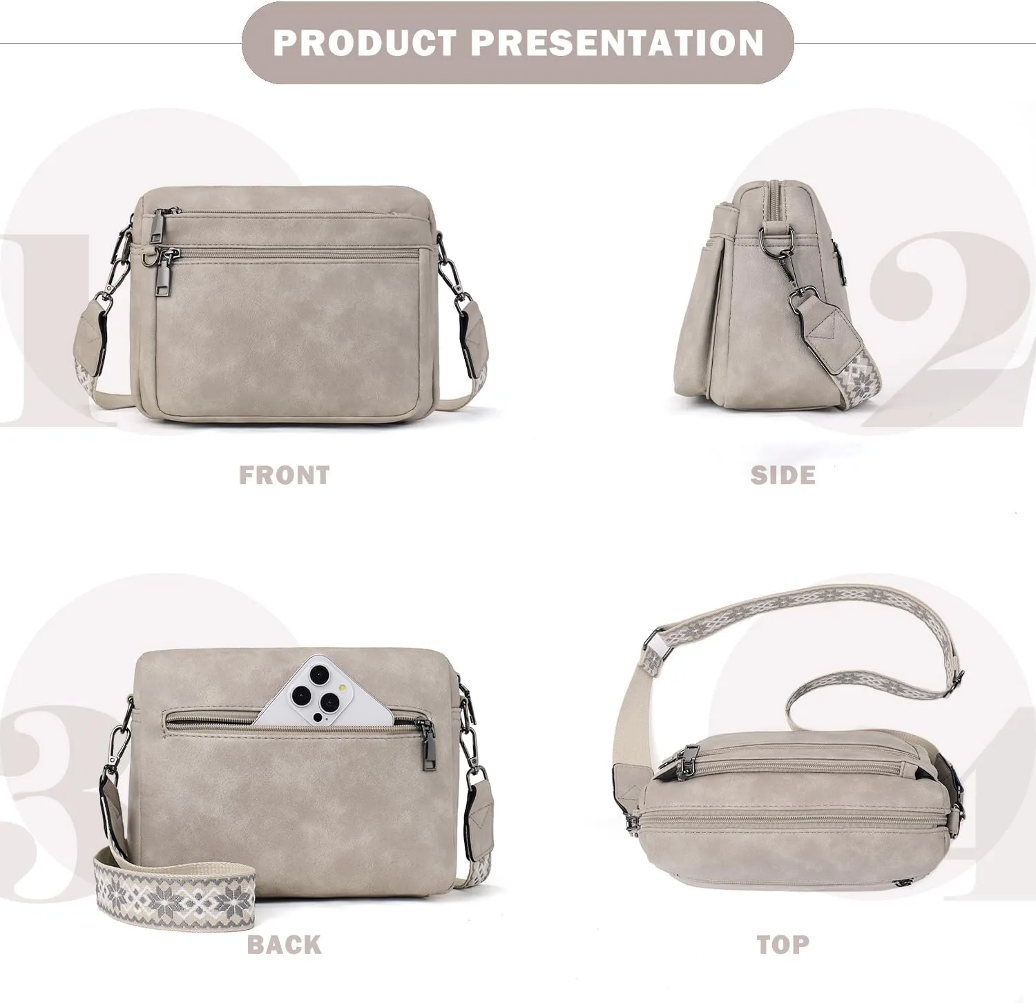Crossbody Purses for Women Trendy,Vegan Leather Crossbody Bags,Cell Phone Camera Shoulder Handbags with Card Slots