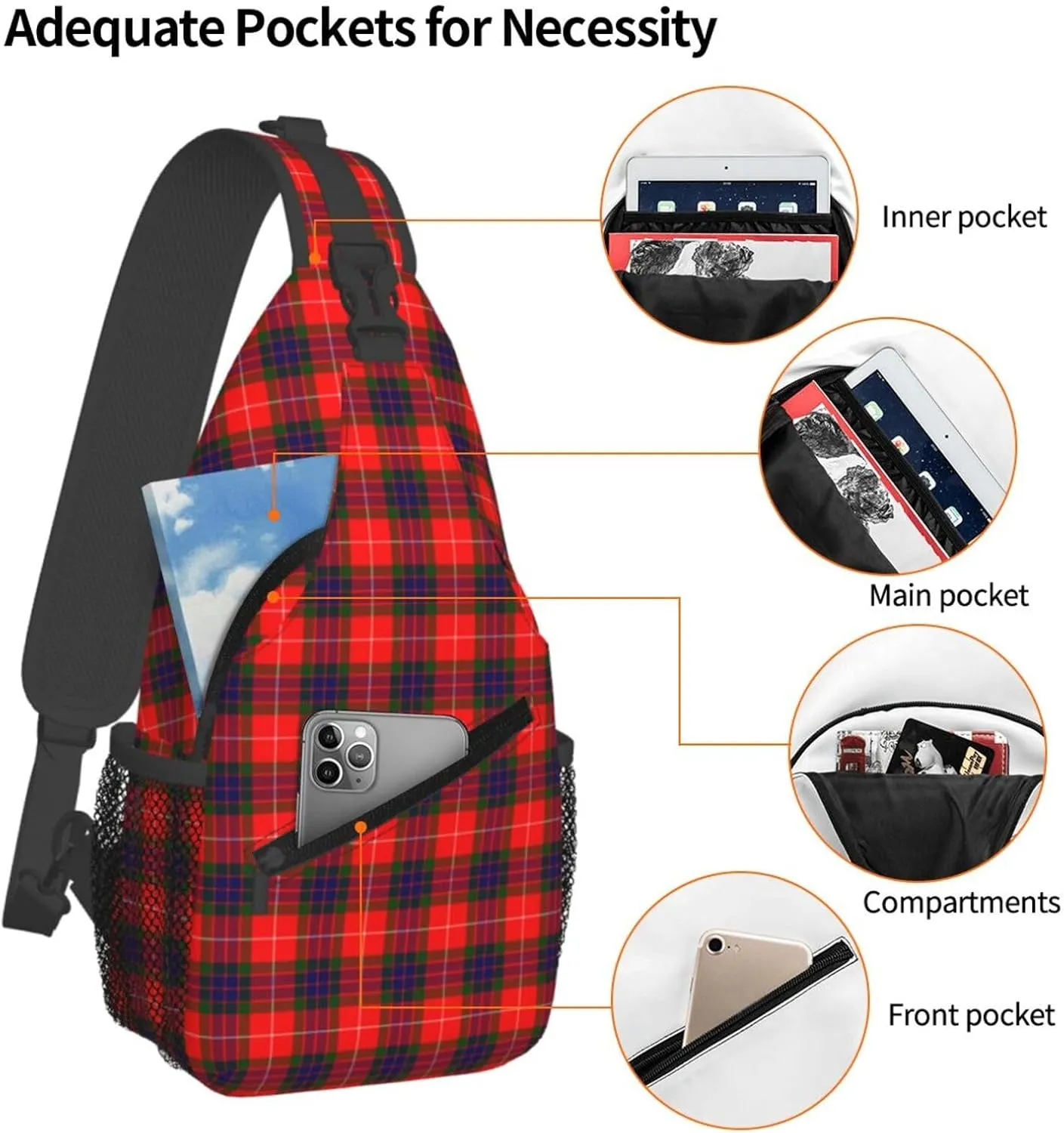 Crossbody Sling Backpack Clan Fraser Modern Tartan Shoulder Chest Bag Daypack for Traveling Sport