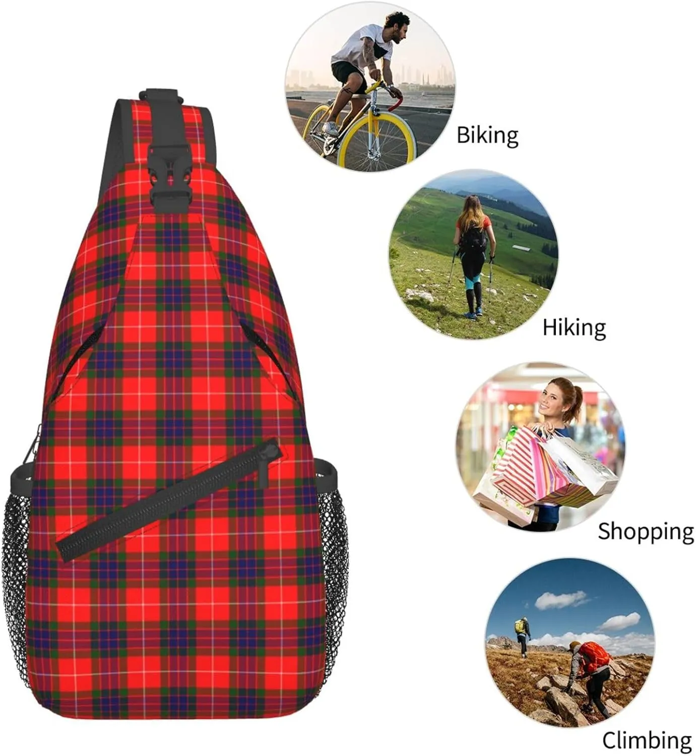 Crossbody Sling Backpack Clan Fraser Modern Tartan Shoulder Chest Bag Daypack for Traveling Sport