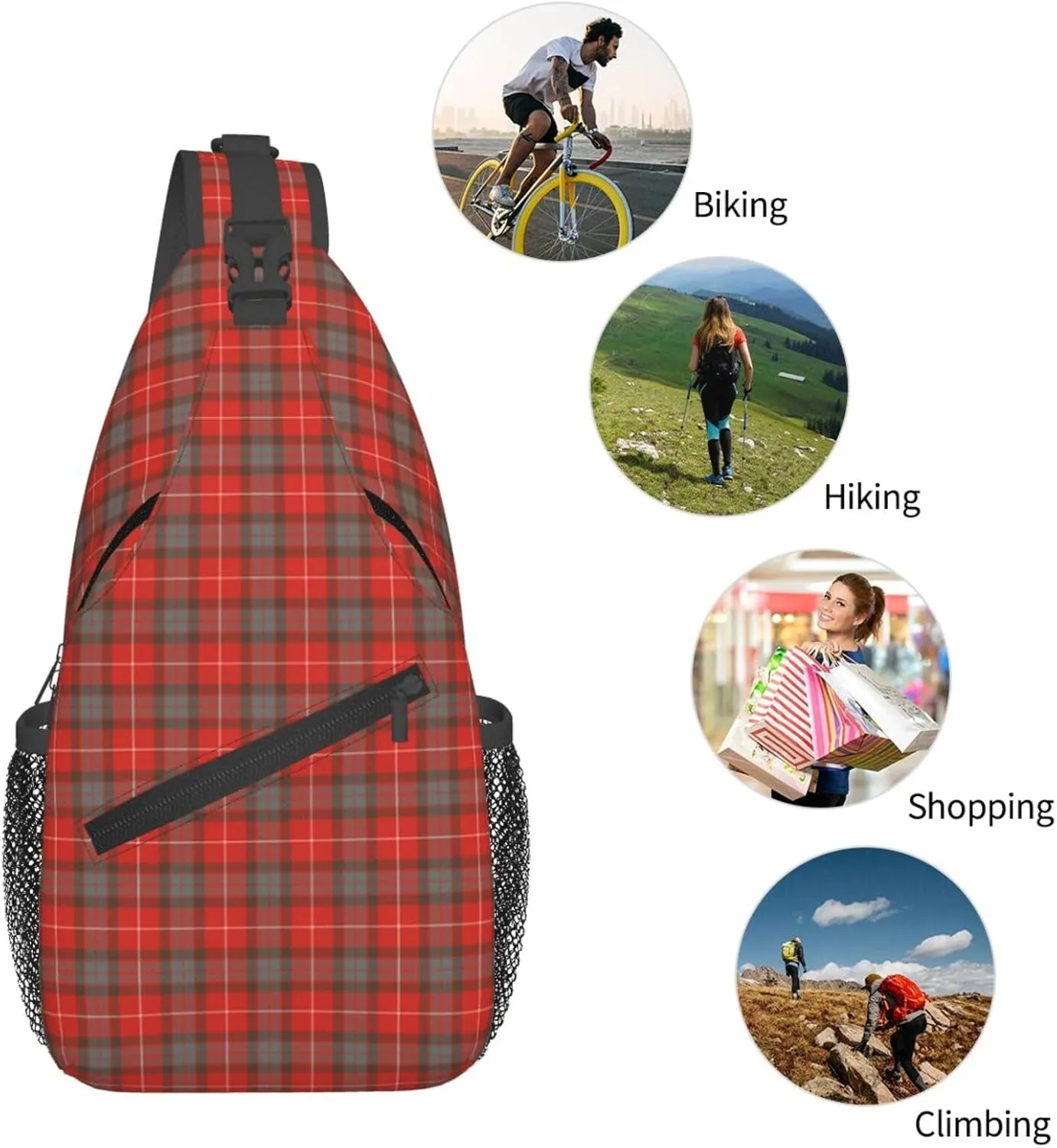 Crossbody Sling Backpack Clan Fraser Weathered Tartan Shoulder Chest Bag Daypack for Traveling Sport