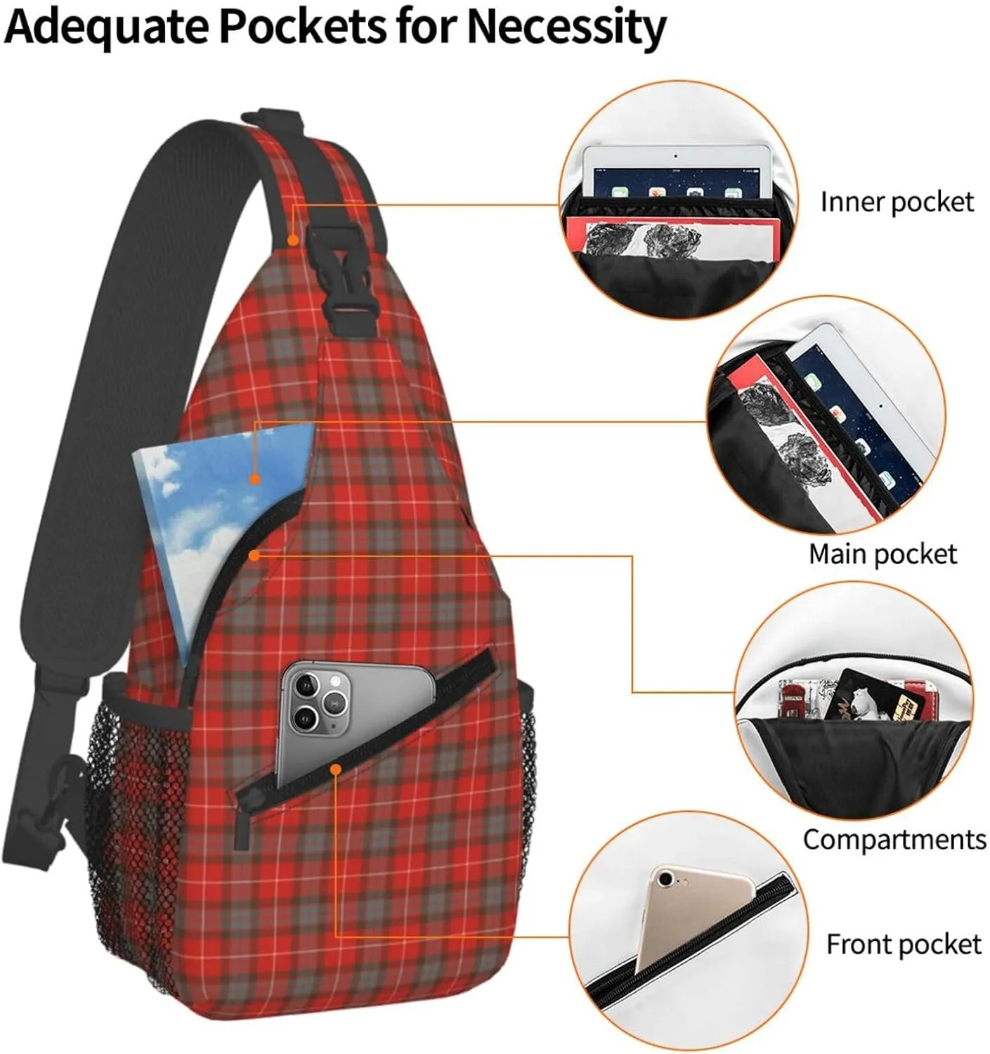 Crossbody Sling Backpack Clan Fraser Weathered Tartan Shoulder Chest Bag Daypack for Traveling Sport